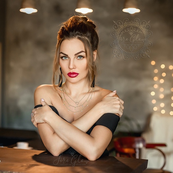 Layered Rhinestone Gold Tone Short Necklace - Picture 4 of 7